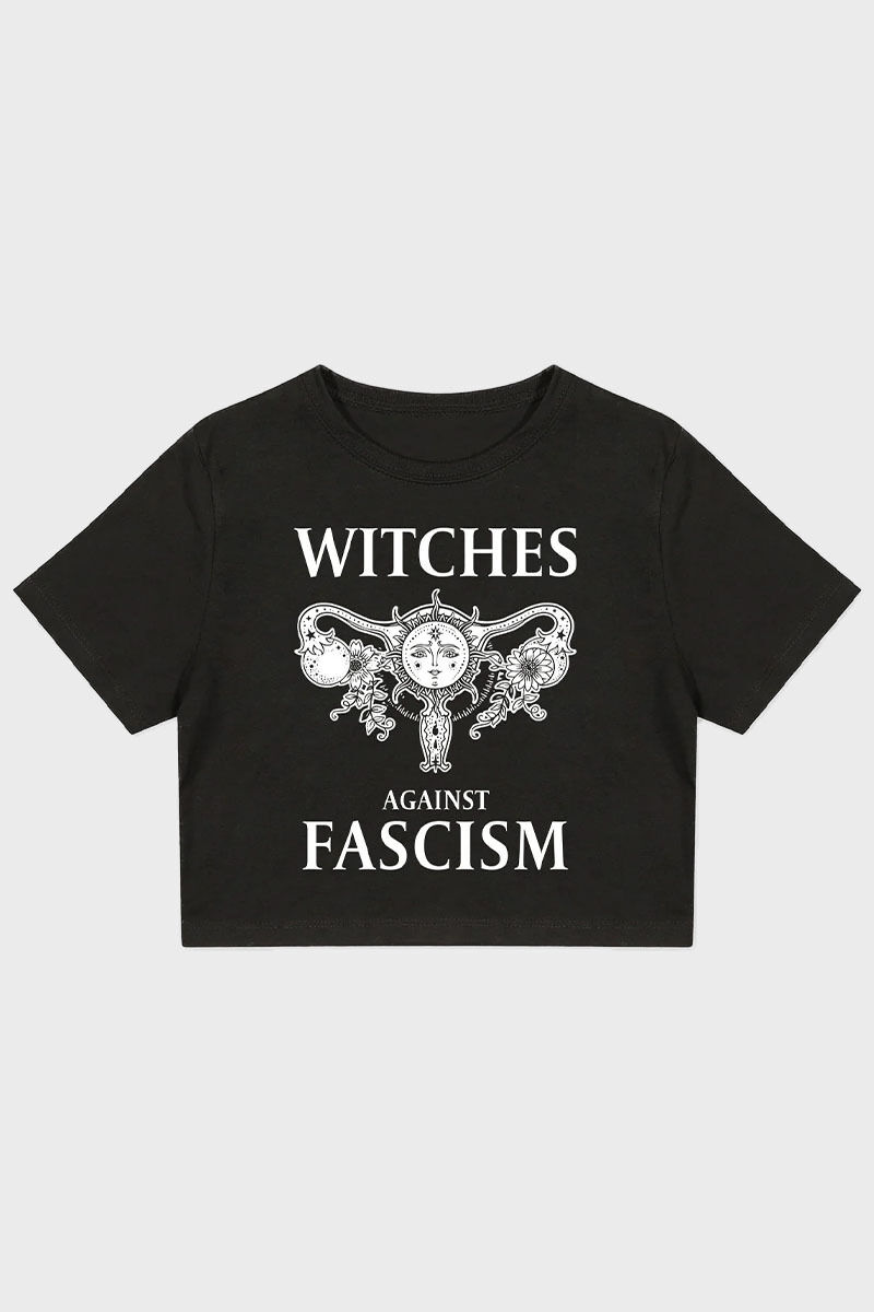 Send Me To Hell Crop Shirt Witches Against Fascism