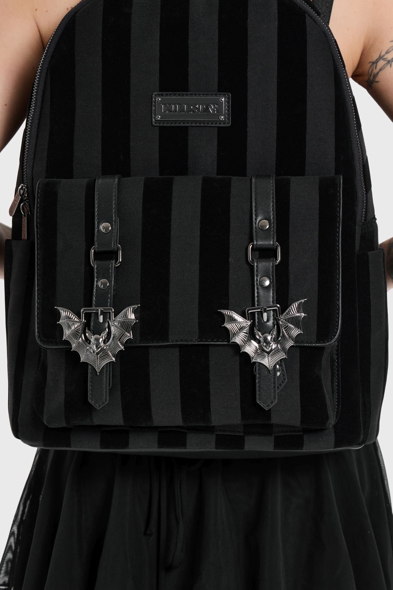 Killstar Rucksack Striped Noir Bat