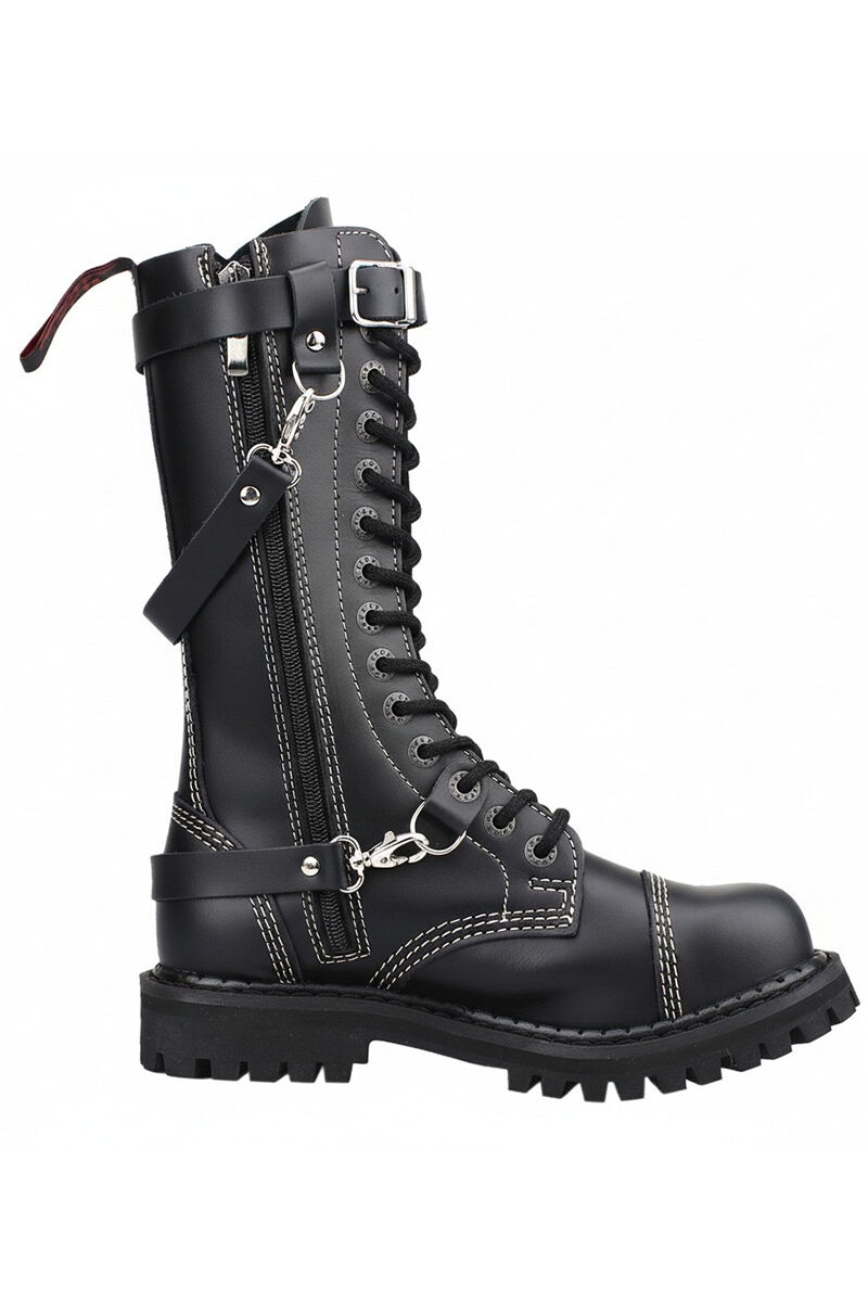 Angry Itch 14 Loch Stiefel 3 Straps Schwarz