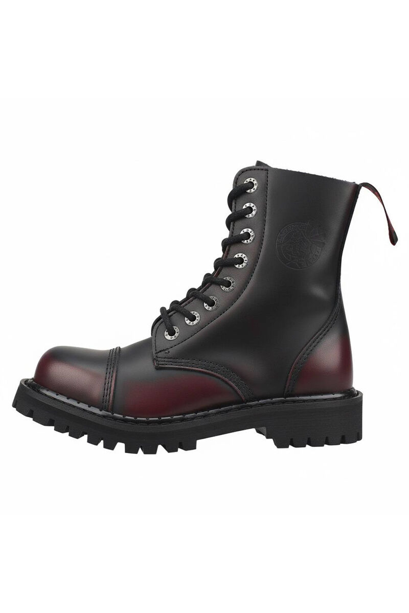 Angry Itch 8 Loch Stiefel Burgundy Rub Off