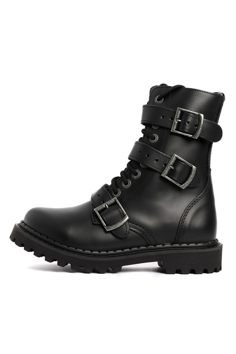 Angry Itch 10 Loch Stiefel Light 3 Buckle Schwarz