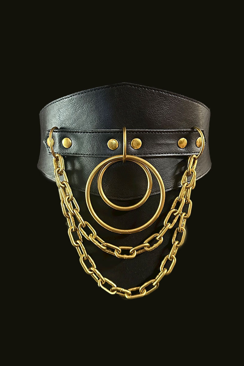 Tommy Vowels Gürtel Double Ring & Chain Gold