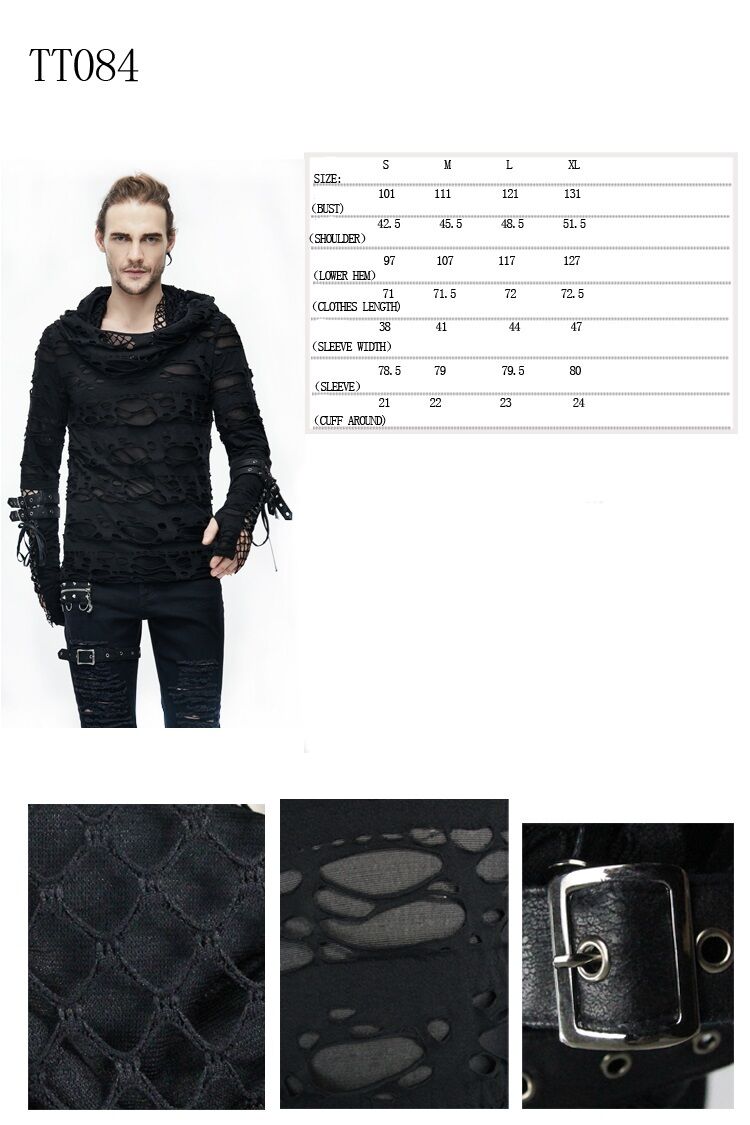 Devil Fashion Long Sleeve Ripped Net L/XL | L/XL | DFTT084-L/XL