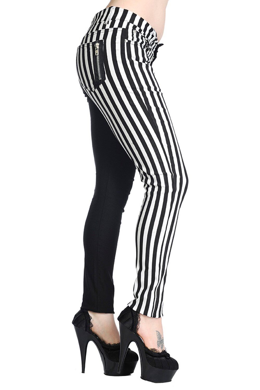 Banned Hose Striped Leg Weiß