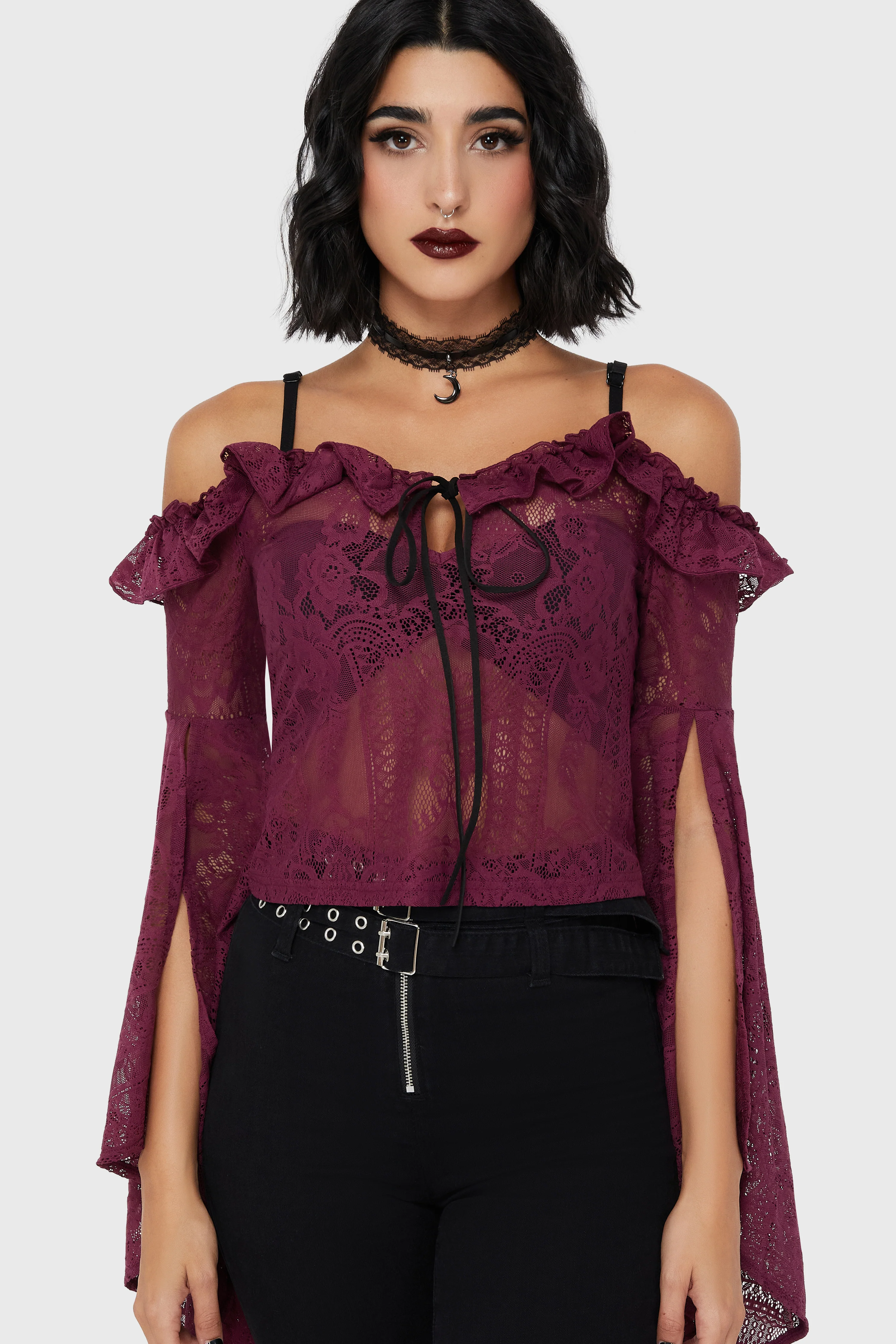 Killstar Longsleeve Breathless Lace Plum