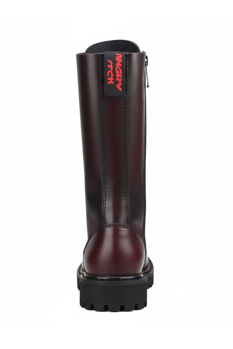 Angry Itch 14 Loch Stiefel Burgundy Rub Off
