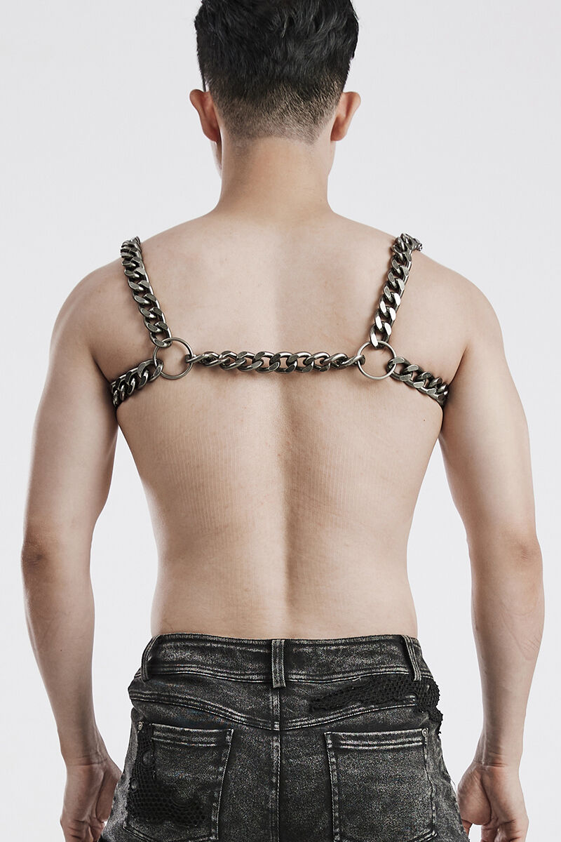 Punk Rave Harness Night Chain Silver