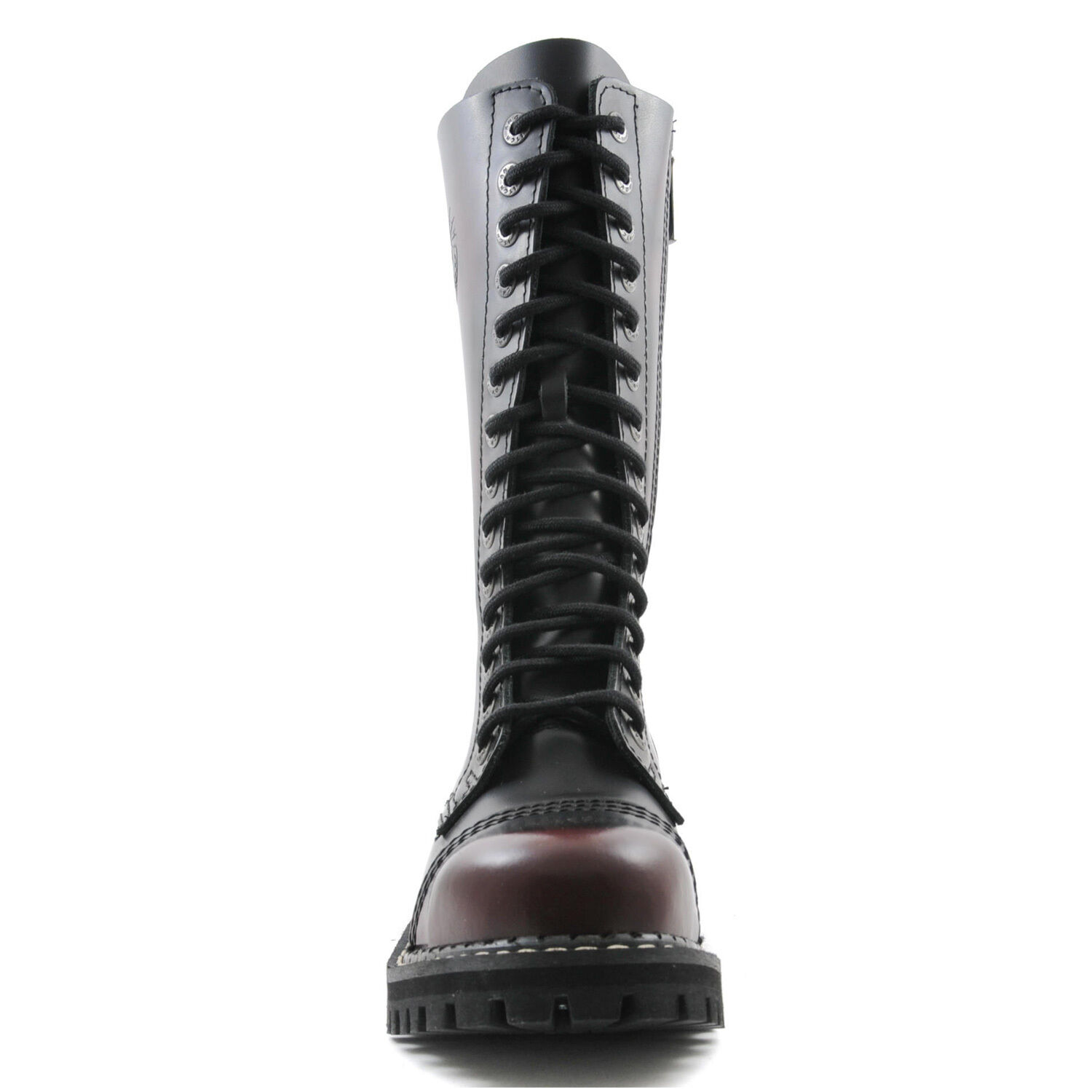 Angry Itch 14 Loch Stiefel Burgundy Rub Off