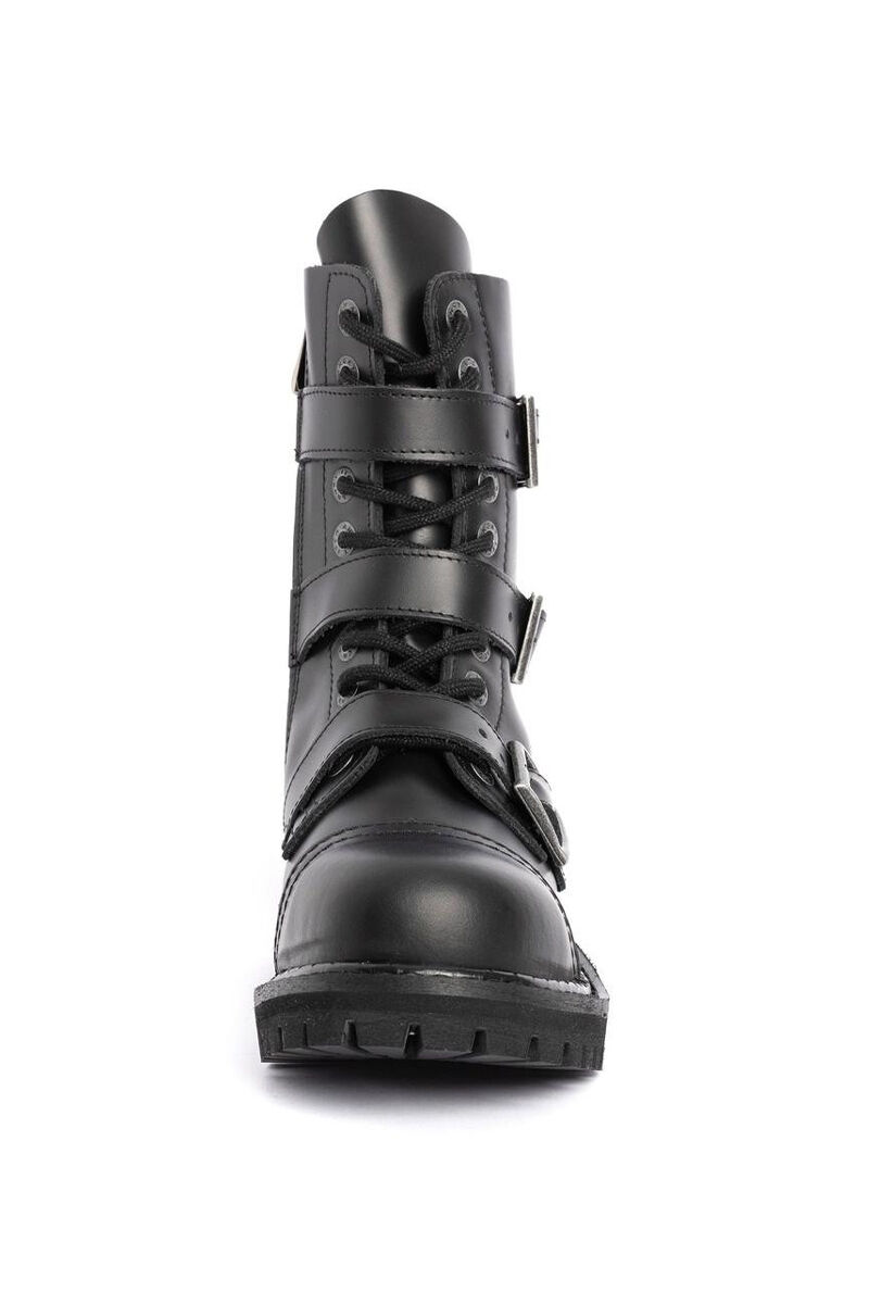 Angry Itch 10 Loch Stiefel 3 Buckle Schwarz