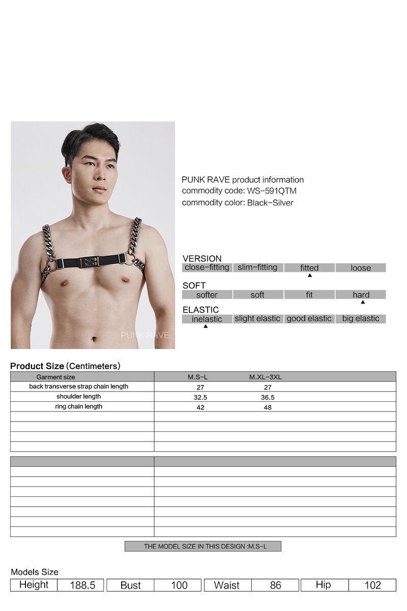 Punk Rave Harness Night Chain Silver