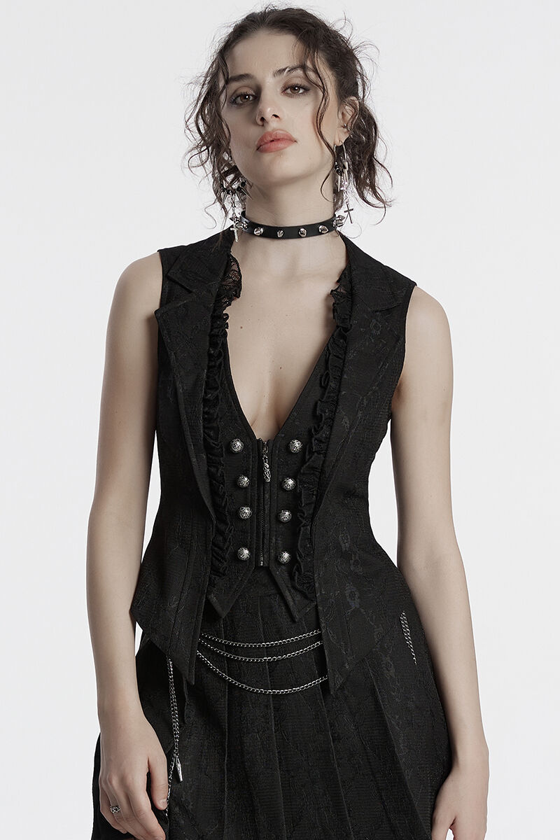 Punk Rave Weste Midnight Ruffle