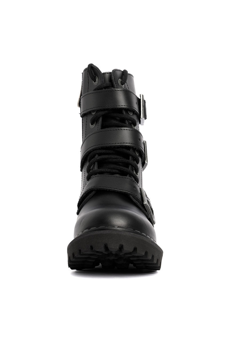 Angry Itch 10 Loch Stiefel Light 3 Buckle Schwarz
