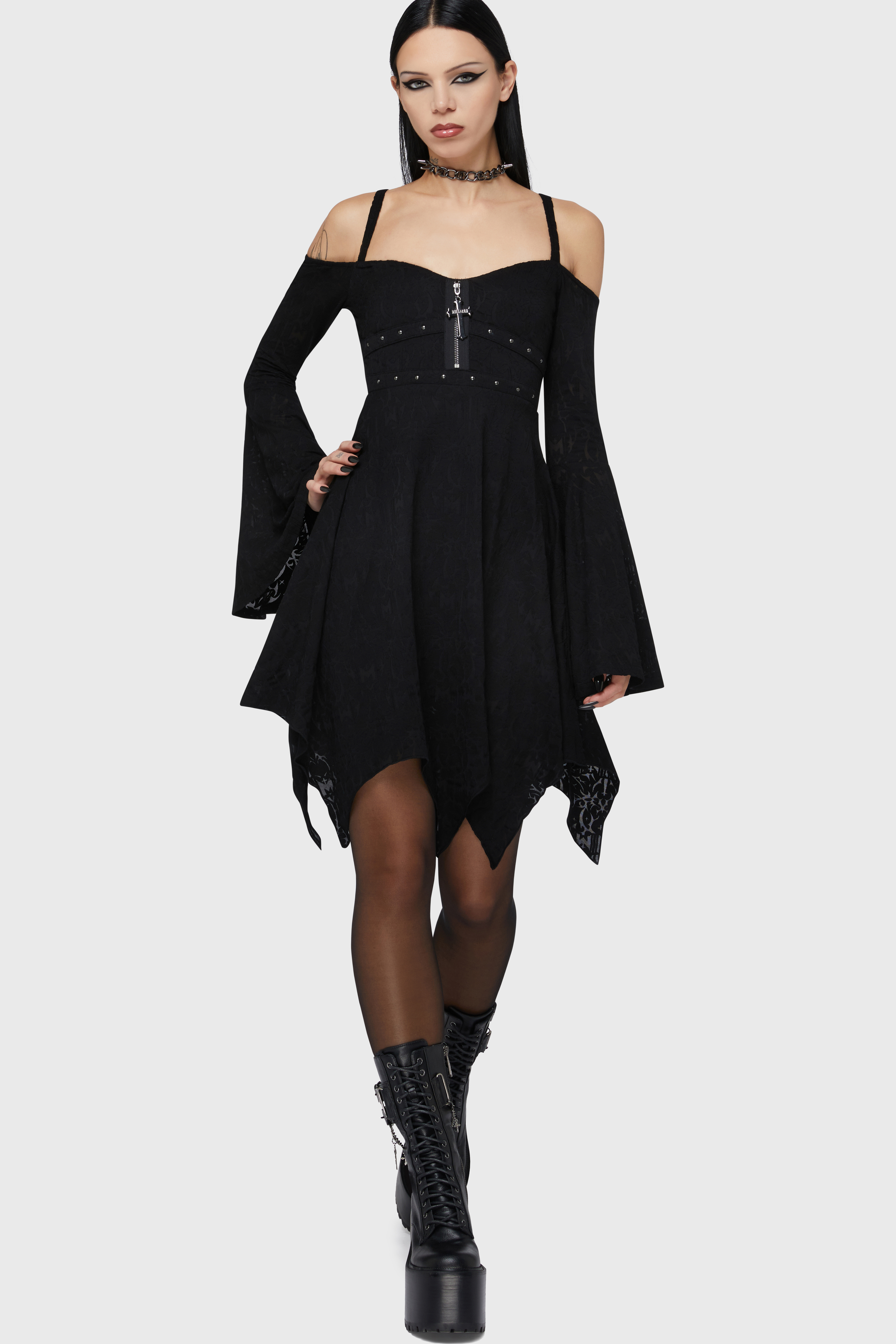 Killstar Kleid Black Damask
