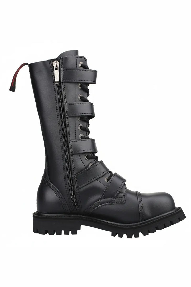 Angry Itch 14 Loch Stiefel 5 Buckle Schwarz