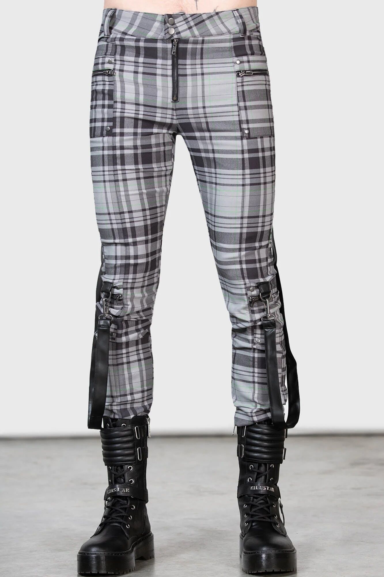 Killstar Hose Office Riot Grey Tartan
