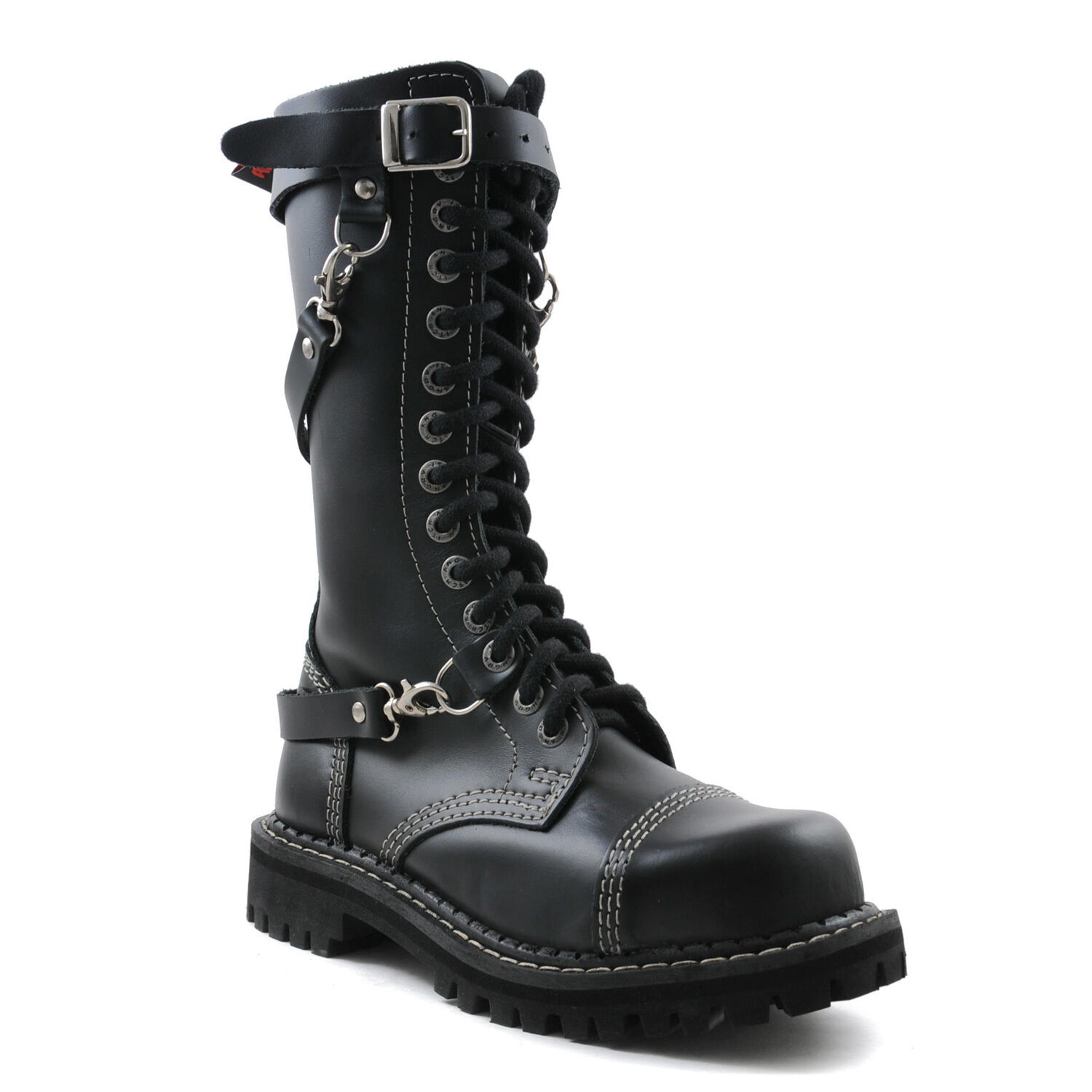 Angry Itch 14 Loch Stiefel 3 Straps Schwarz
