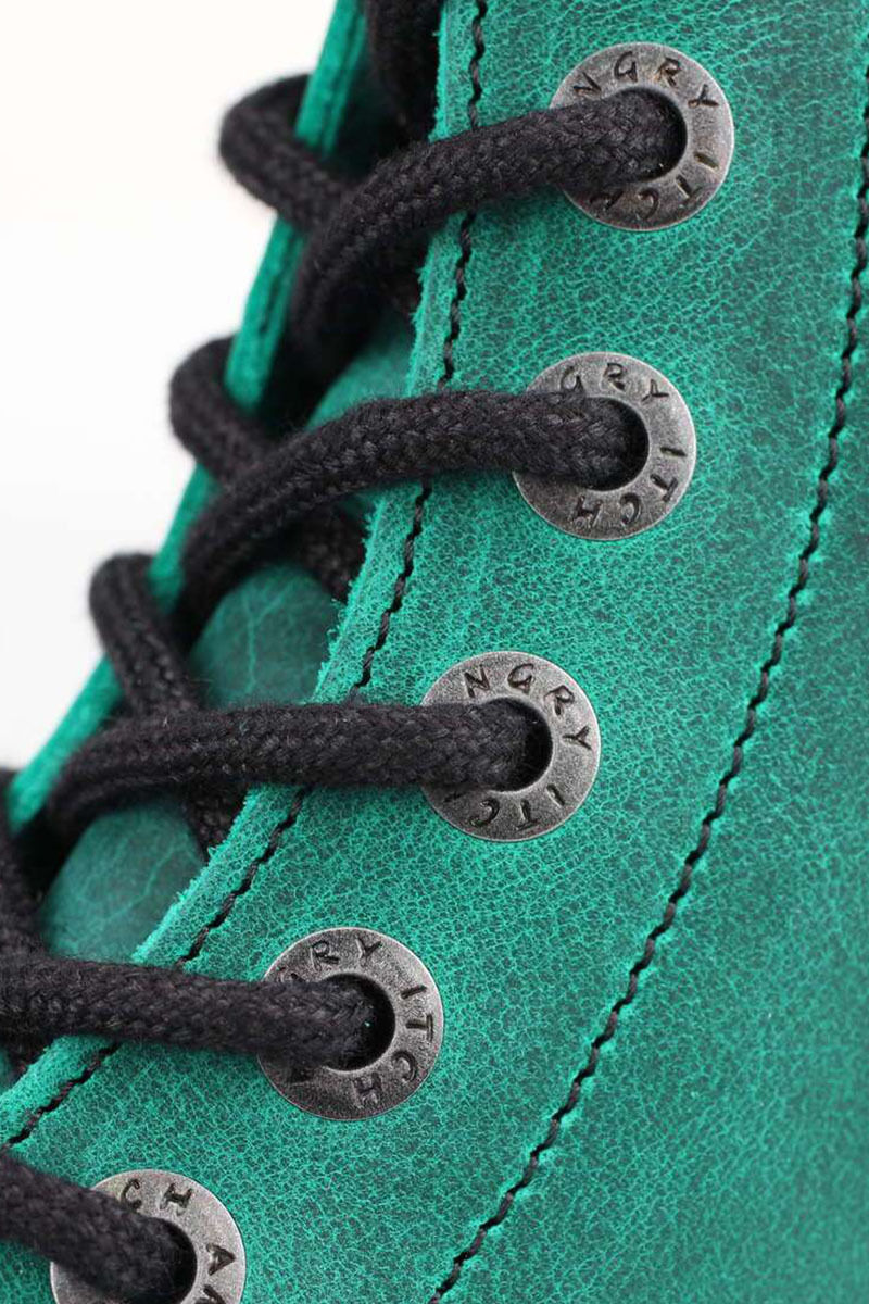 Angry Itch 8 Loch Stiefel Vintage Emerald
