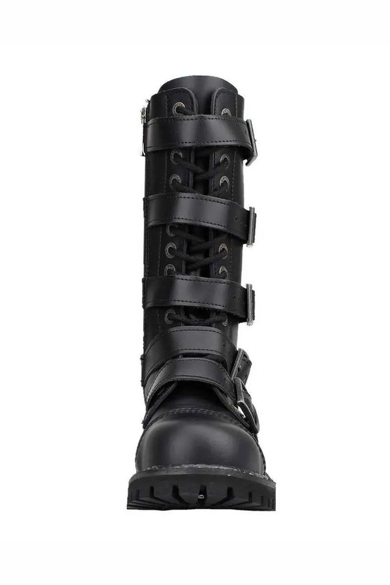 Angry Itch 14 Loch Stiefel 5 Buckle Schwarz