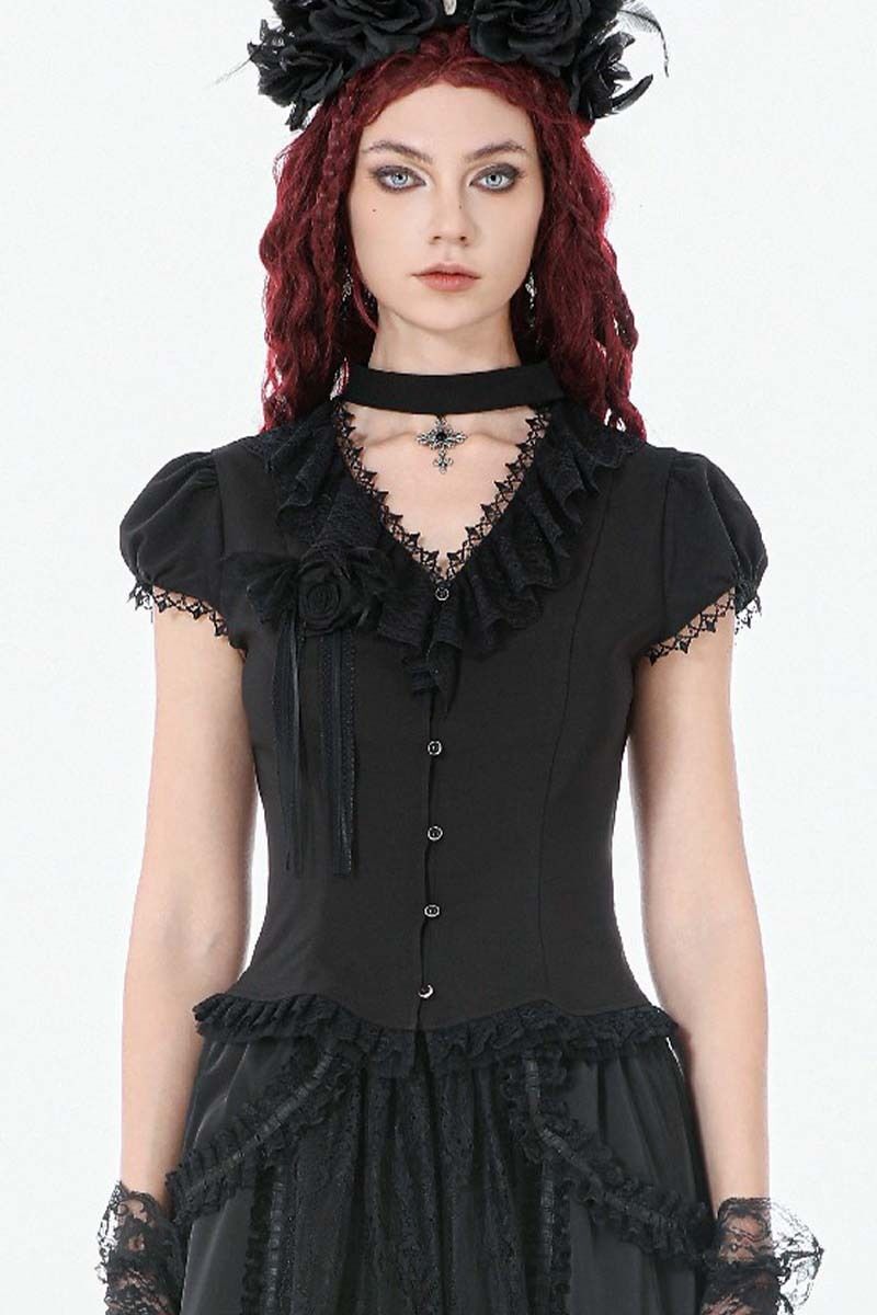 Dark In Love Bluse Mourning Rose