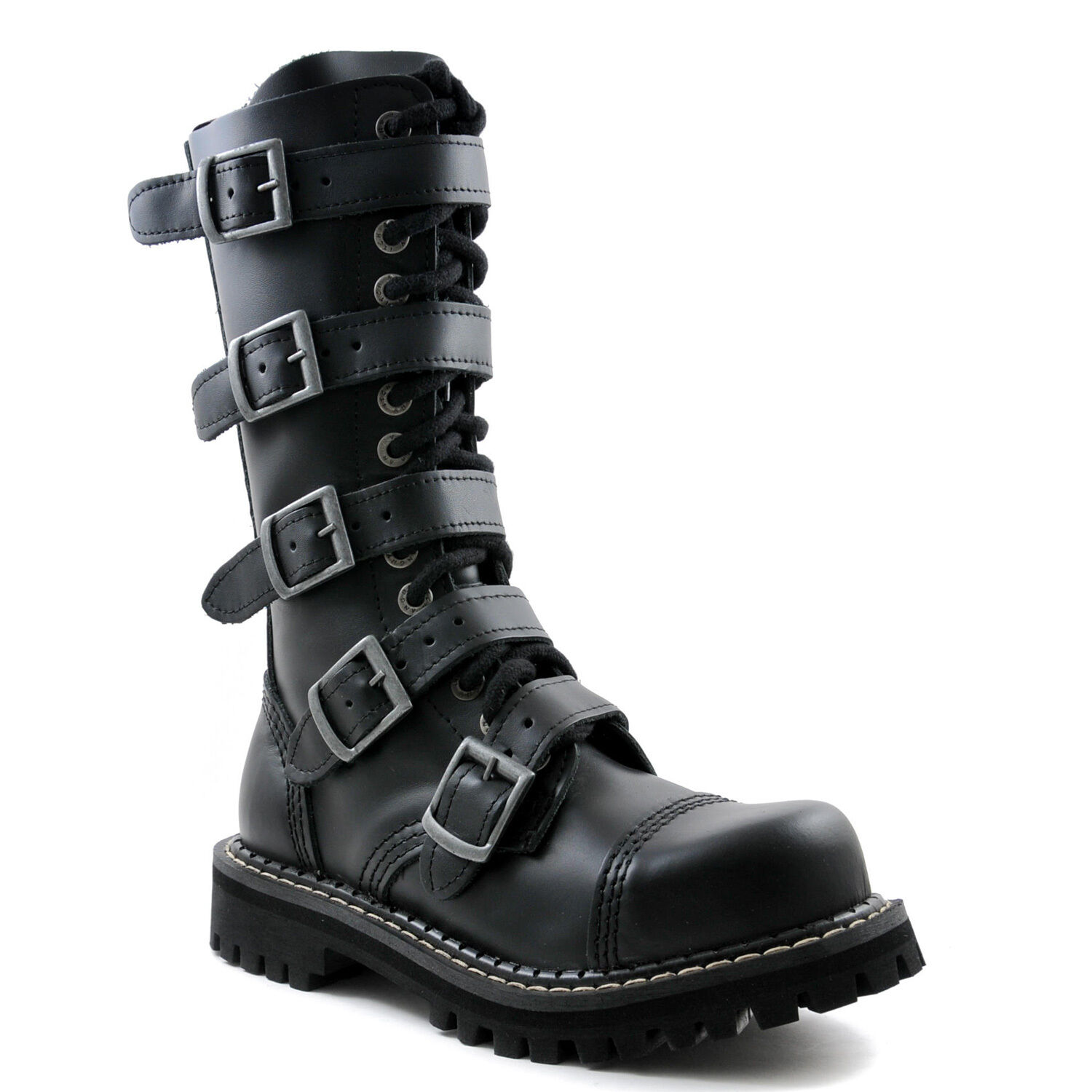 Angry Itch 14 Loch Stiefel 5 Buckle Schwarz