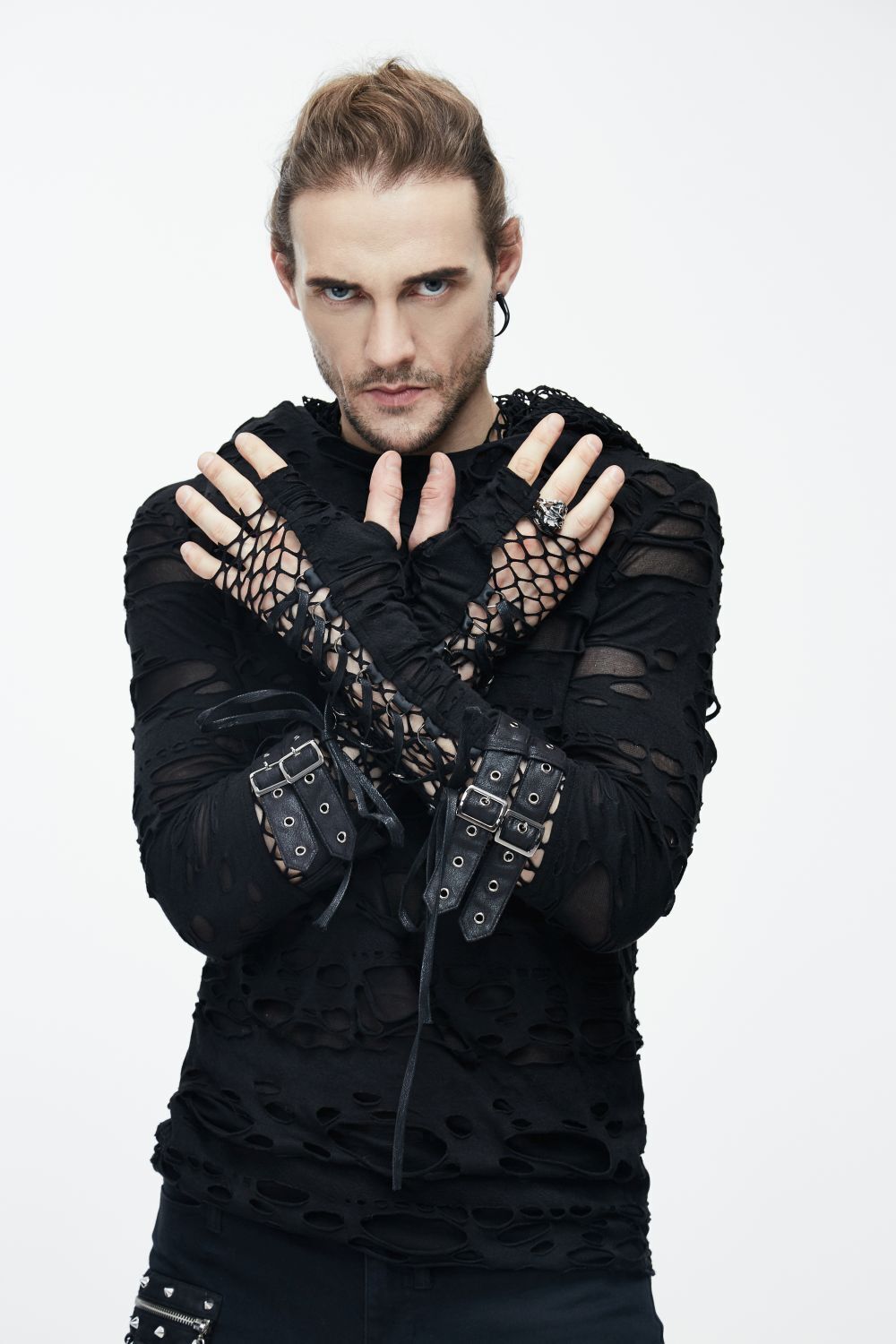 Devil Fashion Long Sleeve Ripped Net L/XL | L/XL | DFTT084-L/XL