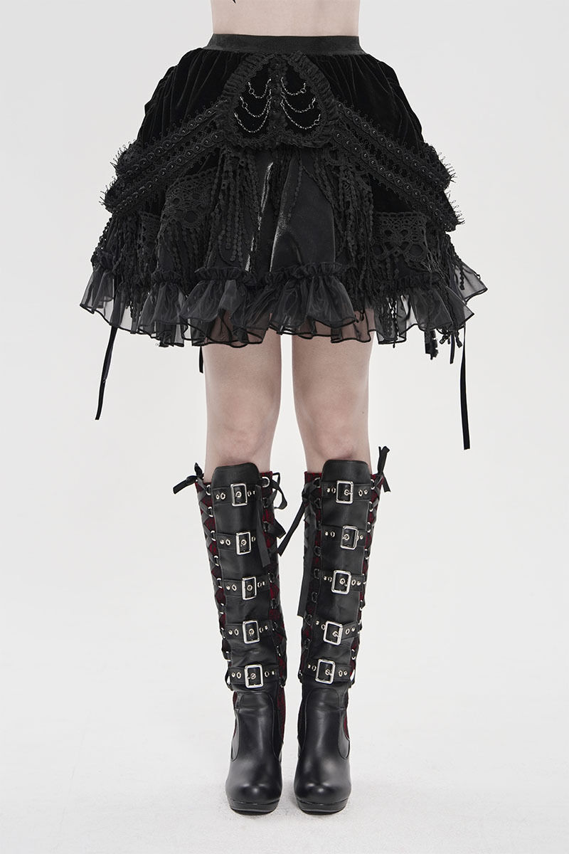 Devil Fashion Rock Nocturne Velvet Ruffle