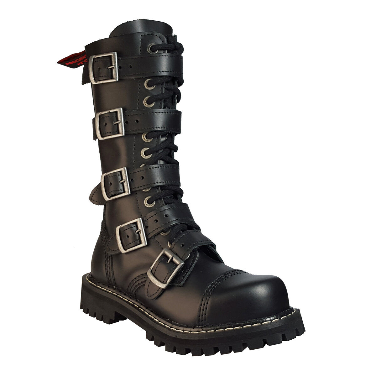 Angry Itch 14 Loch Stiefel 5 Buckle Schwarz