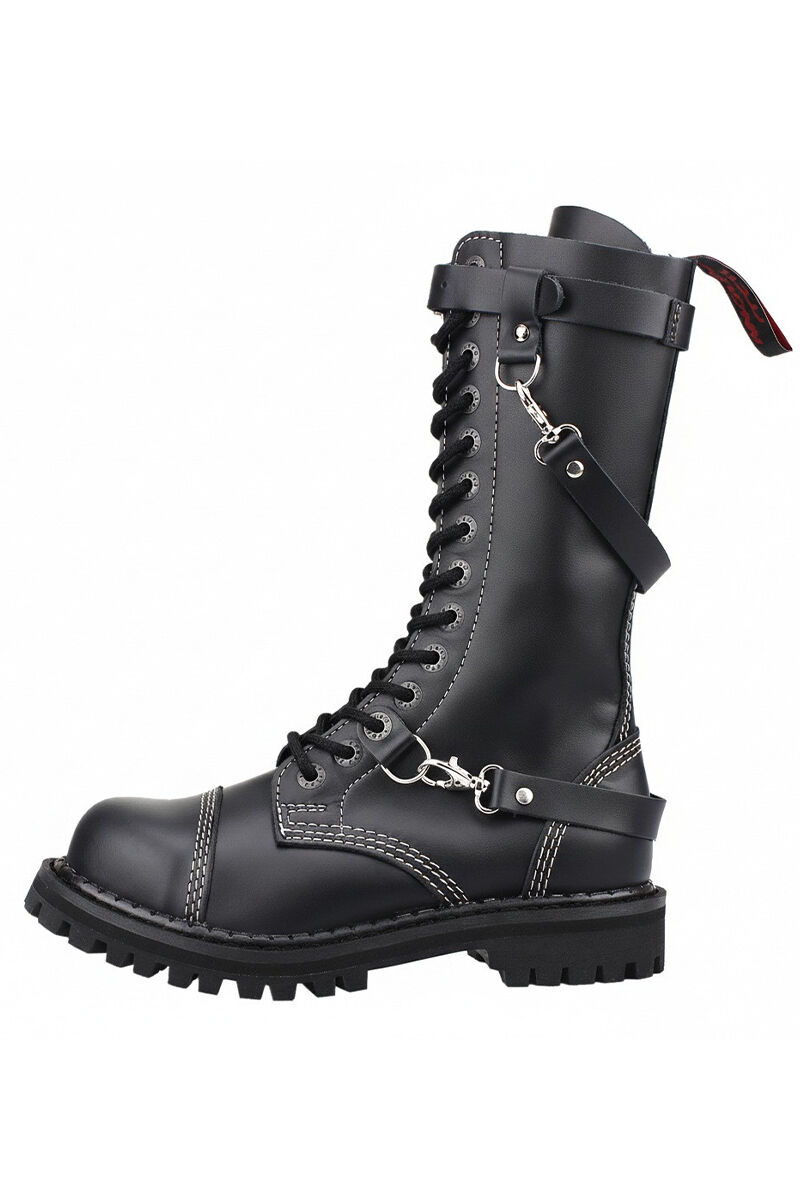 Angry Itch 14 Loch Stiefel 3 Straps Schwarz