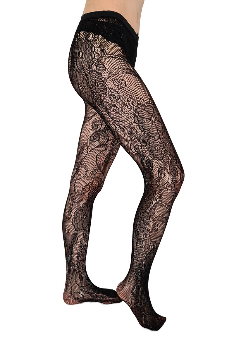Strumpfhose Black Flower