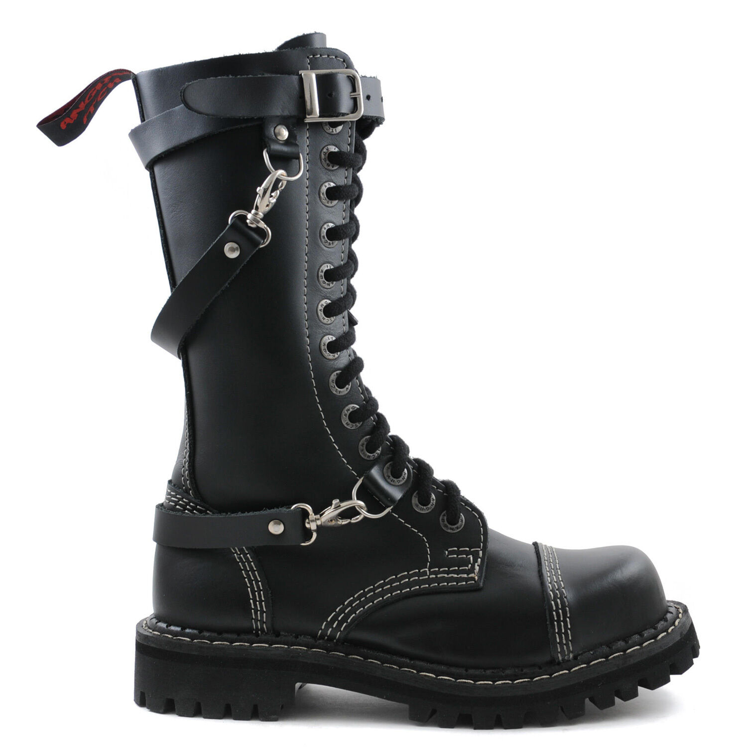 Angry Itch 14 Loch Stiefel 3 Straps Schwarz