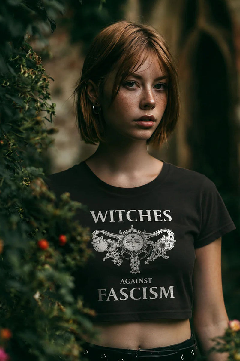 Send Me To Hell Crop Shirt Witches Against Fascism
