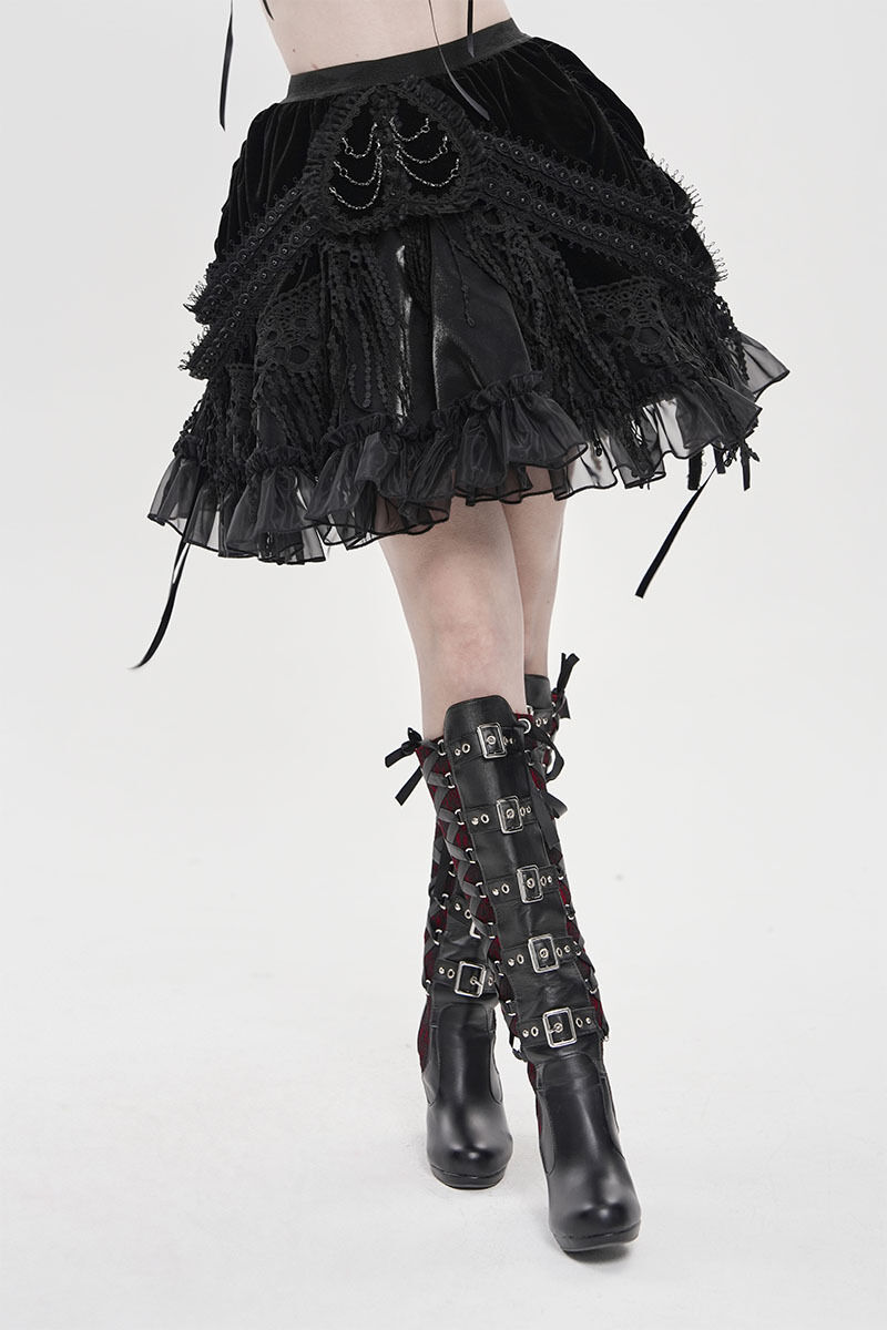 Devil Fashion Rock Nocturne Velvet Ruffle