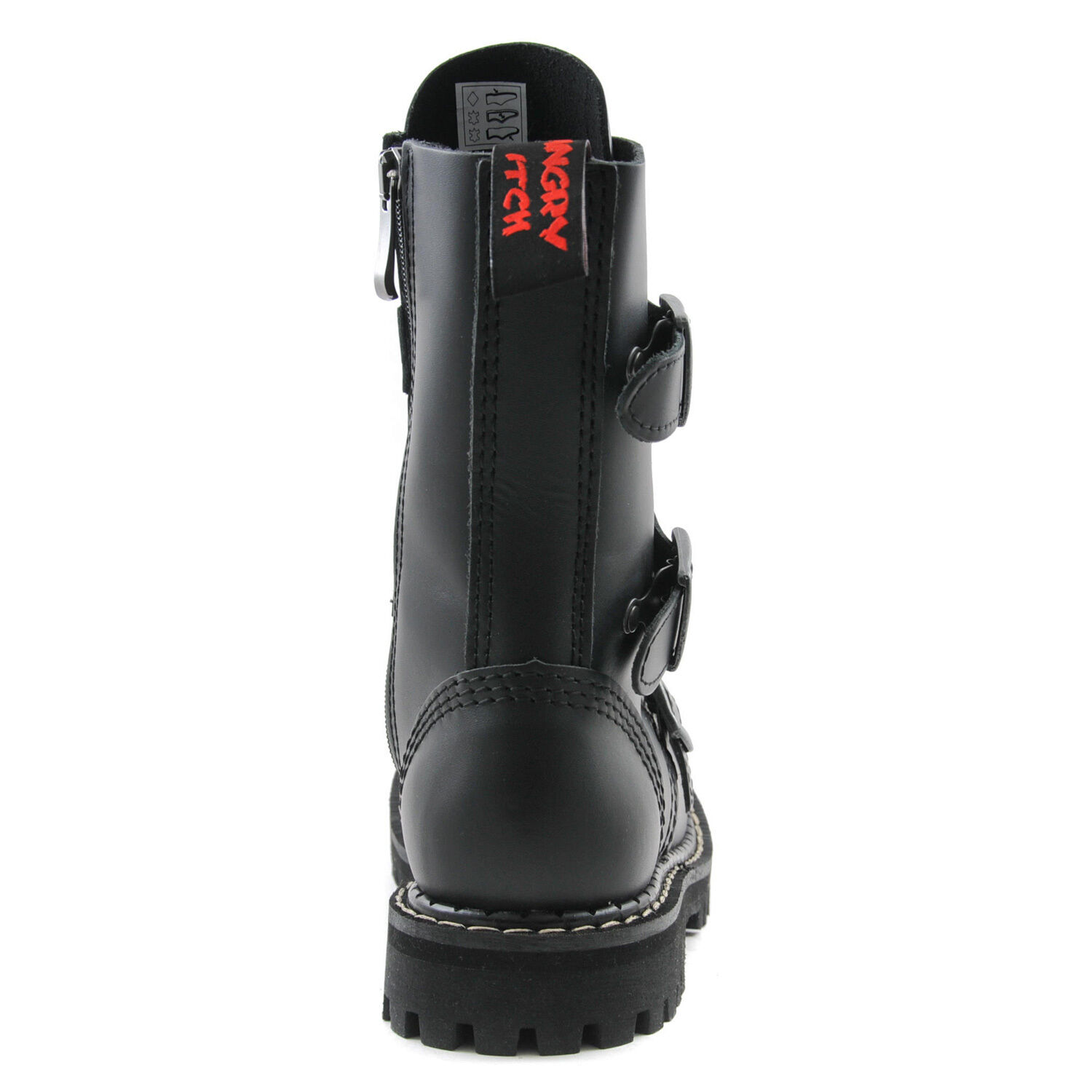 Angry Itch 10 Loch Stiefel 3 Buckle Schwarz