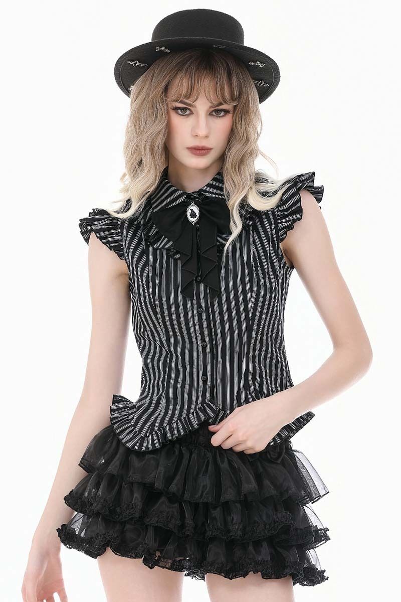 Dark In Love Bluse Funeral Stripe