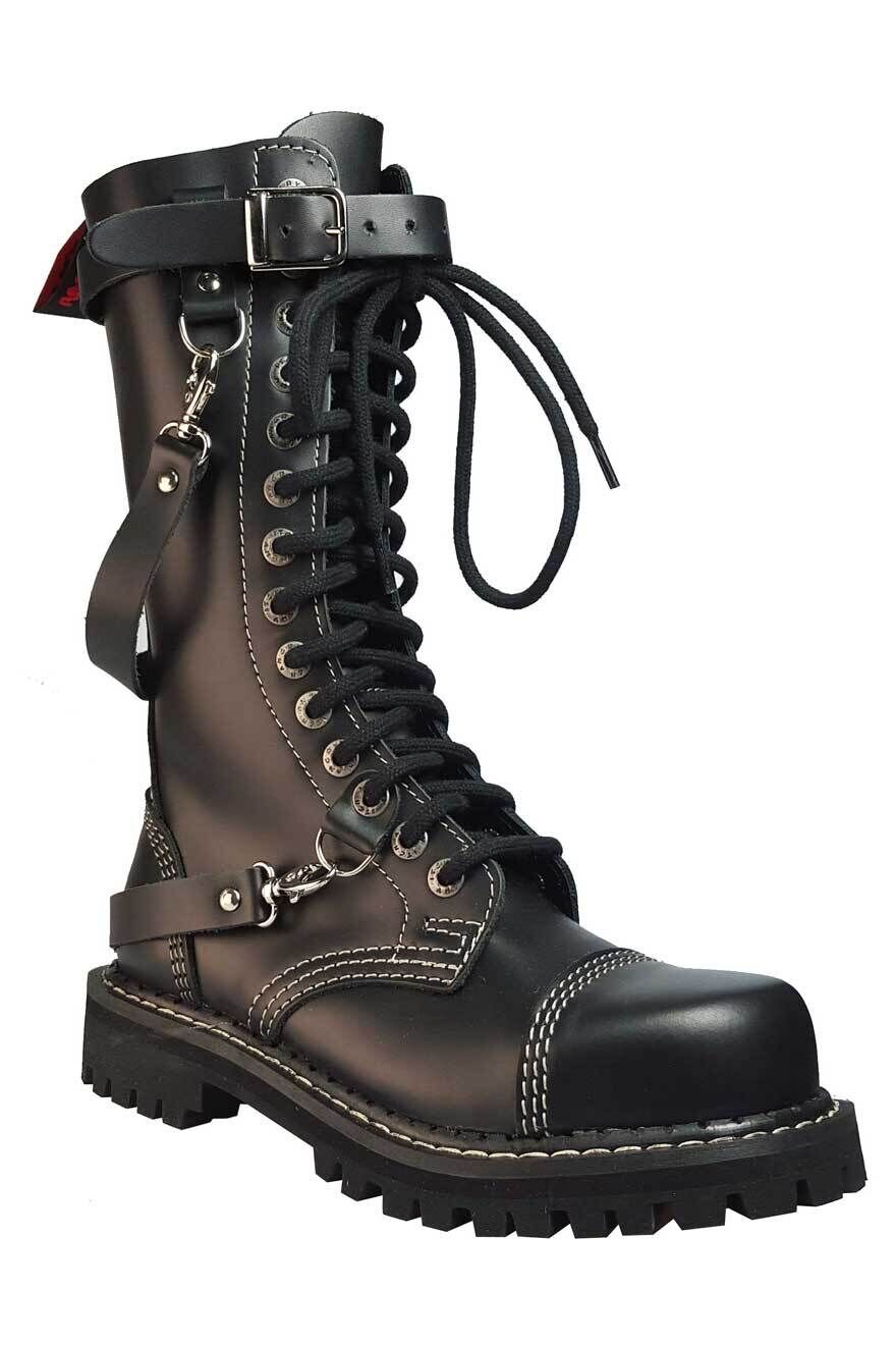 Angry Itch 14 Loch Stiefel 3 Straps Schwarz
