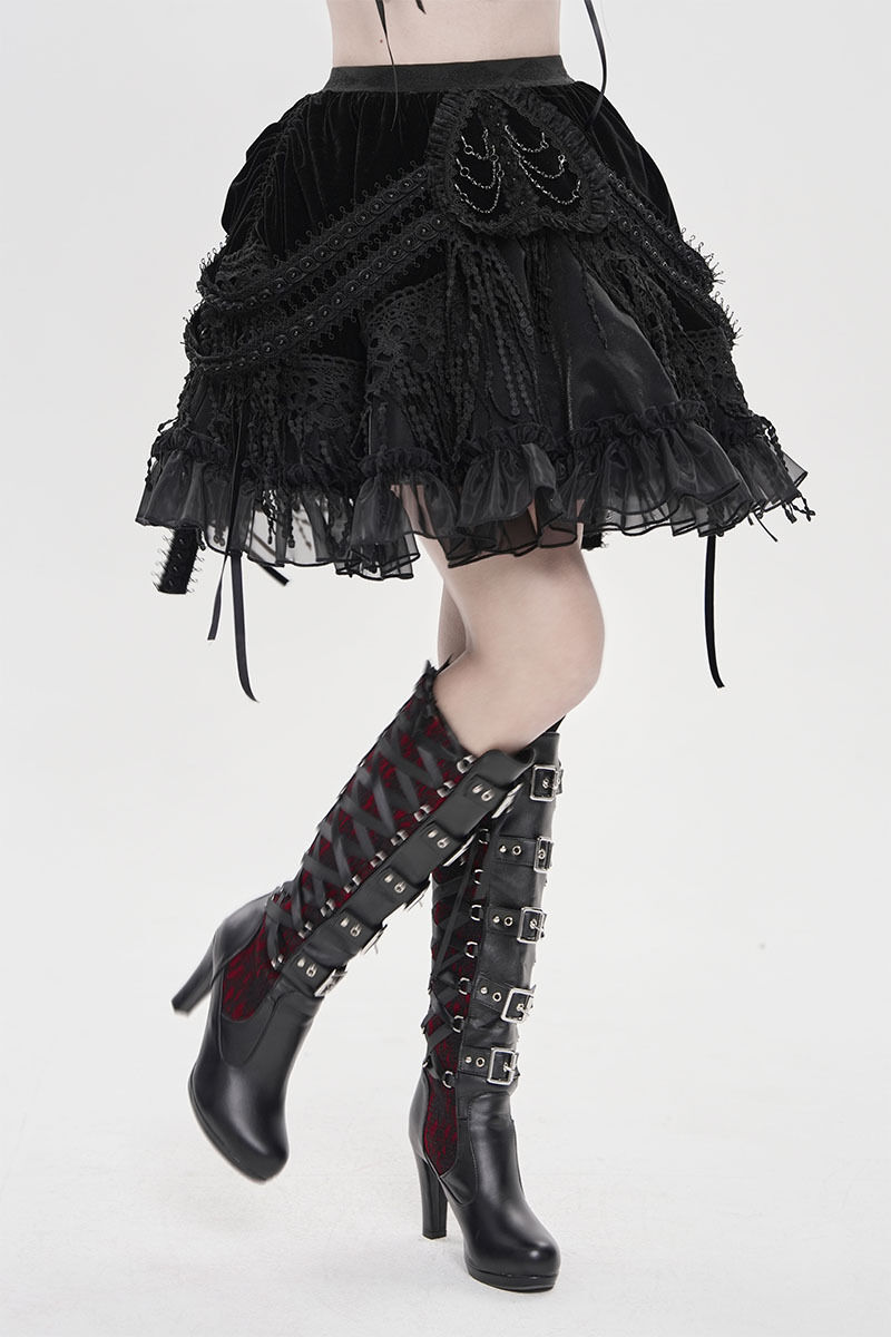Devil Fashion Rock Nocturne Velvet Ruffle