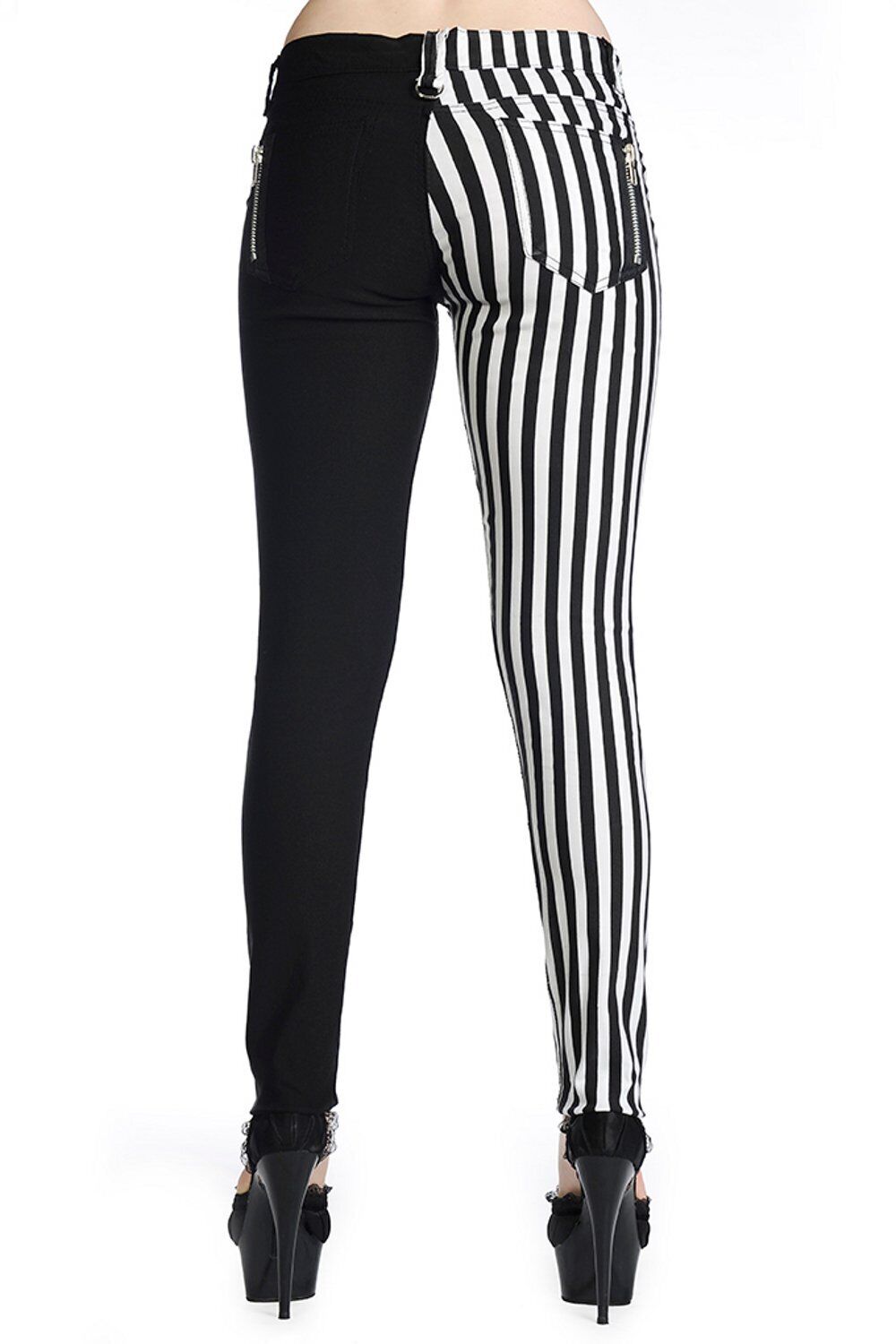 Banned Hose Striped Leg Weiß