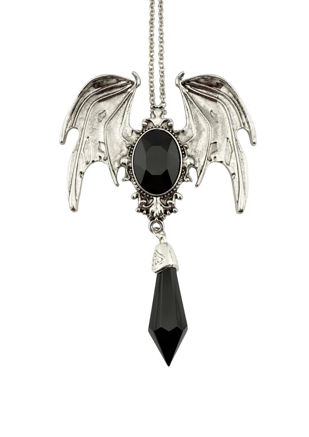 Easure Halskette Black Crystal Bat Wings