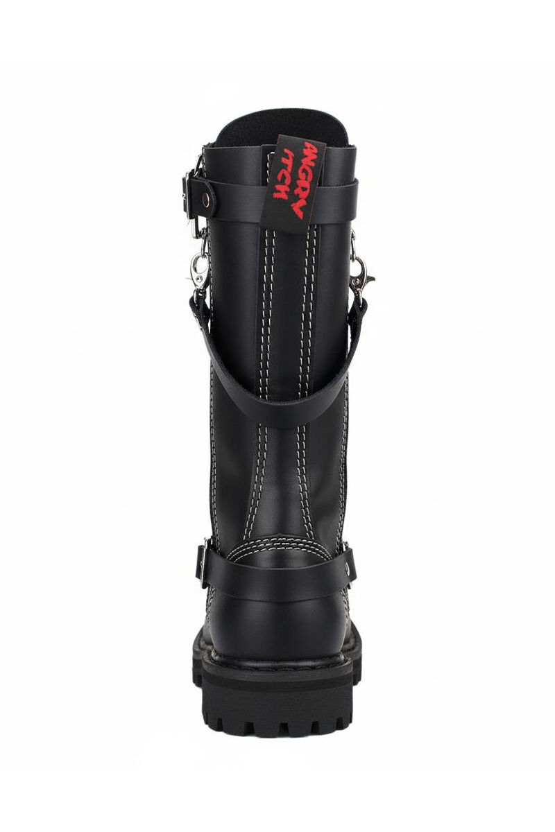 Angry Itch 14 Loch Stiefel 3 Straps Schwarz