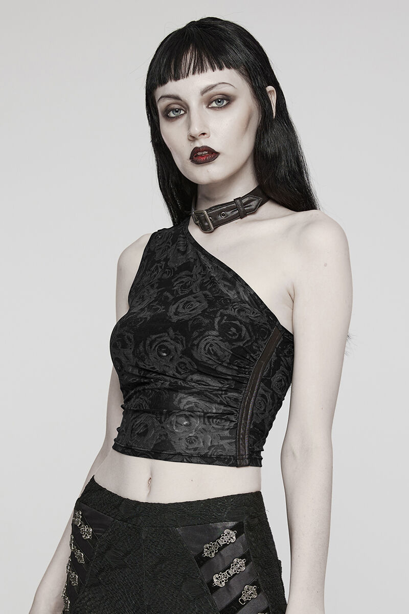 Punk Rave Top Mesh Roses