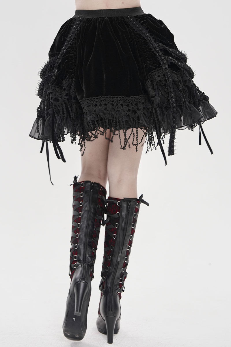 Devil Fashion Rock Nocturne Velvet Ruffle