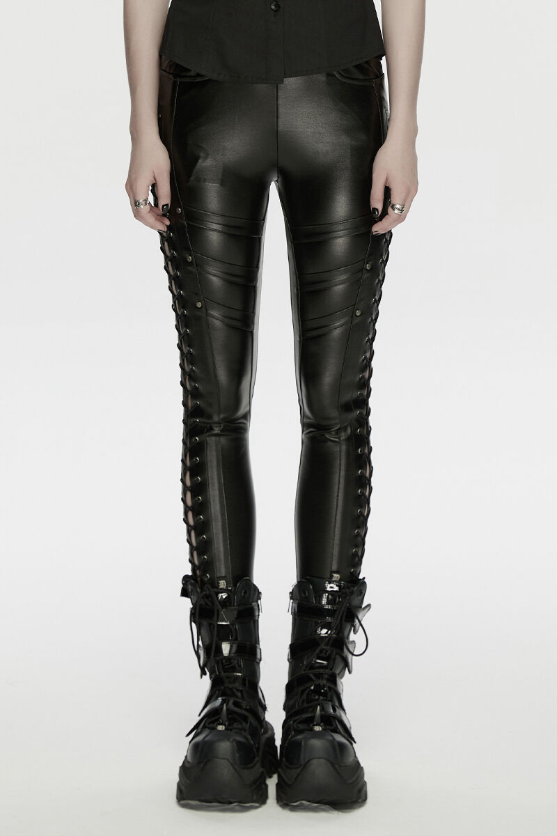 Punk Rave Leggings Lace-Up Abyss