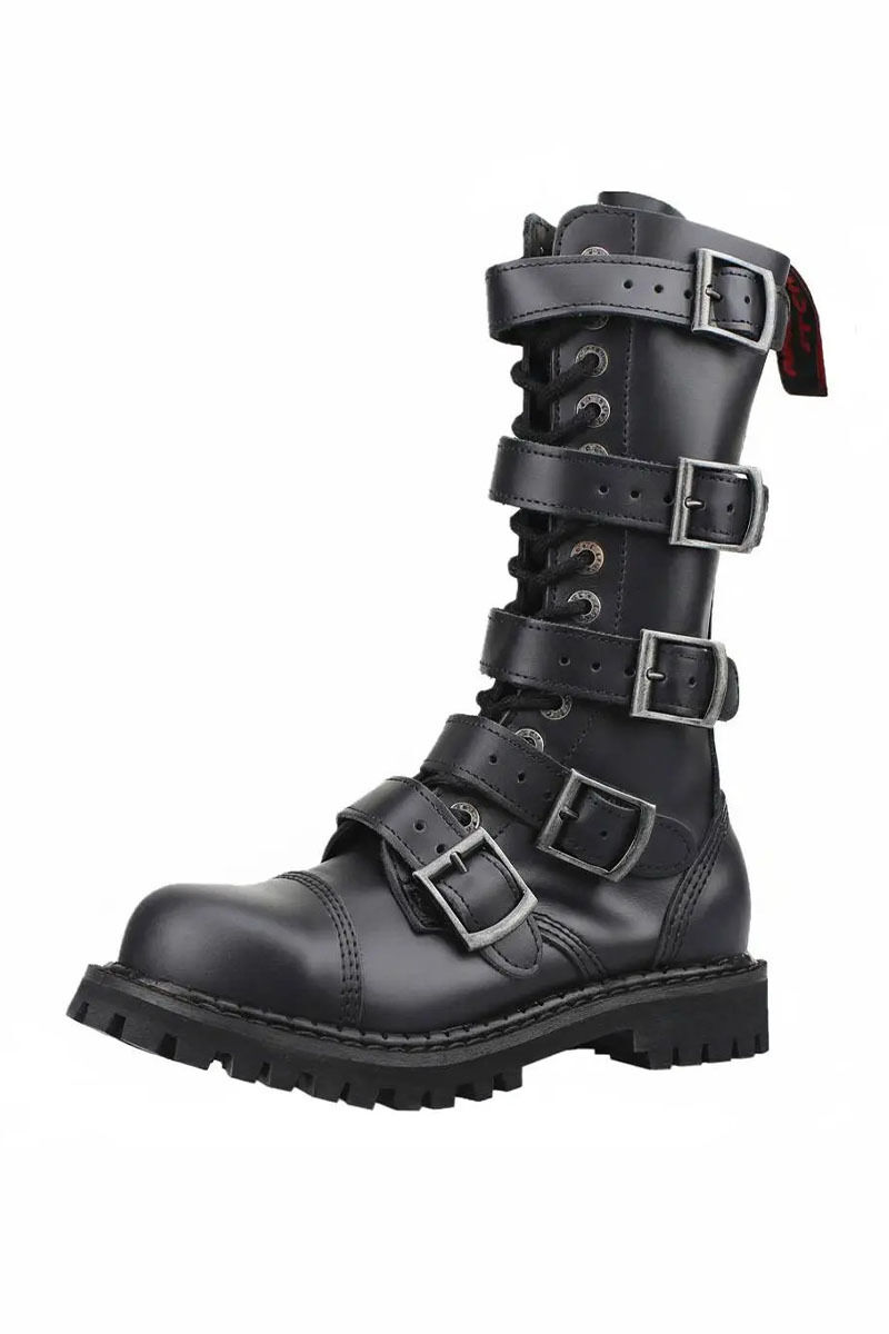 Angry Itch 14 Loch Stiefel 5 Buckle Schwarz