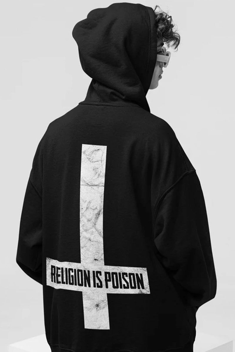 Send Me To Hell Hoodie Religion is Poison Cross