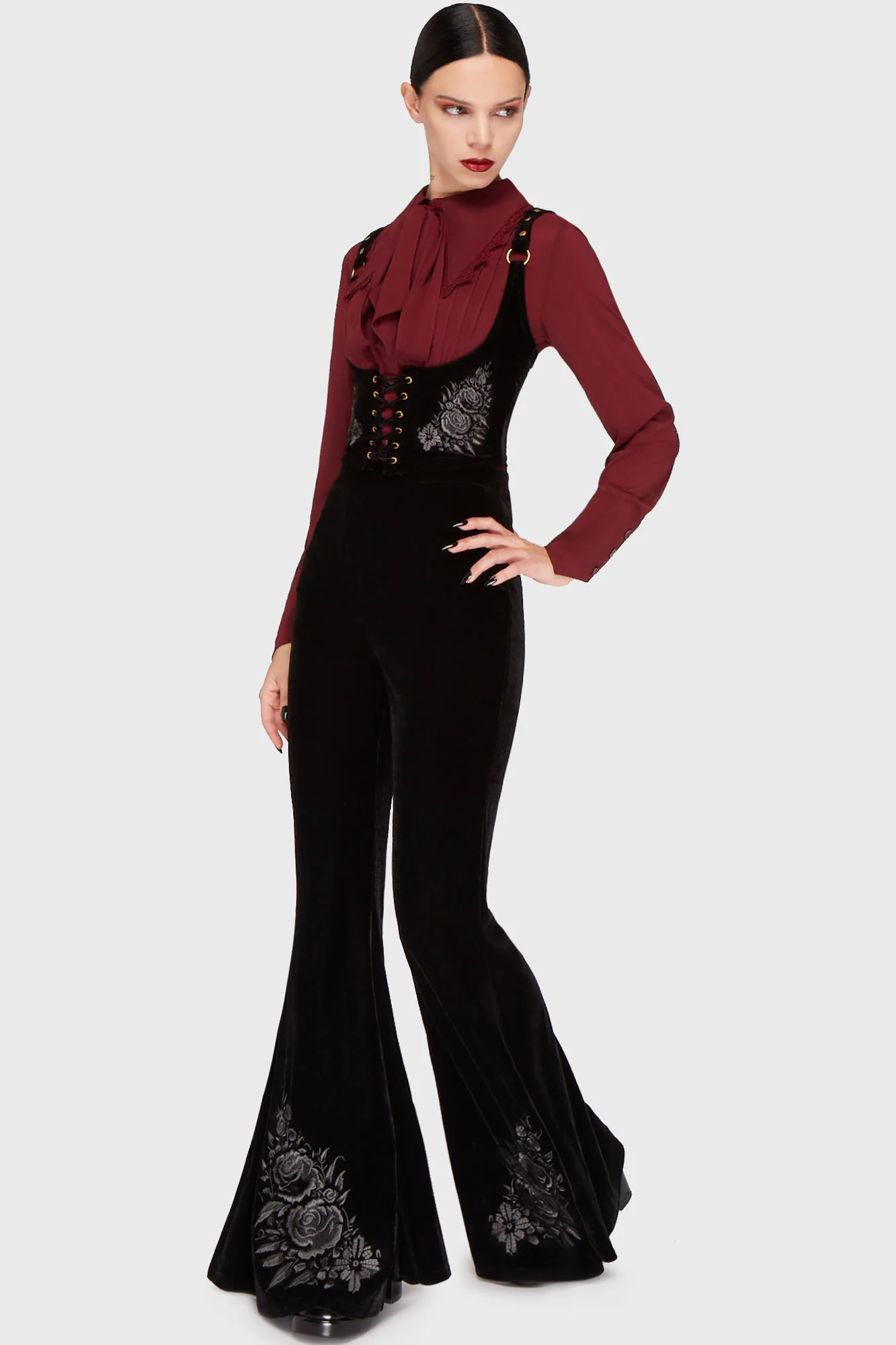 Killstar Schlaghose A Devil's Rose Black