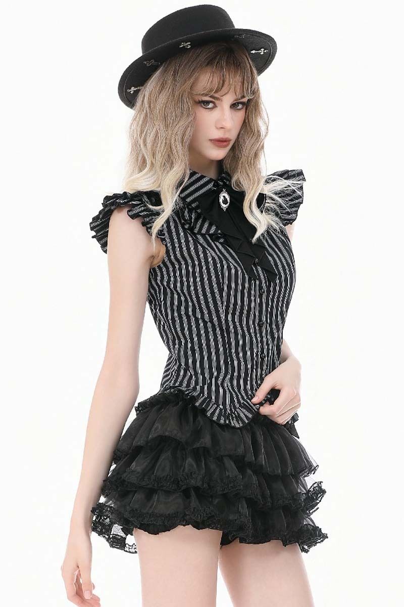Dark In Love Bluse Funeral Stripe