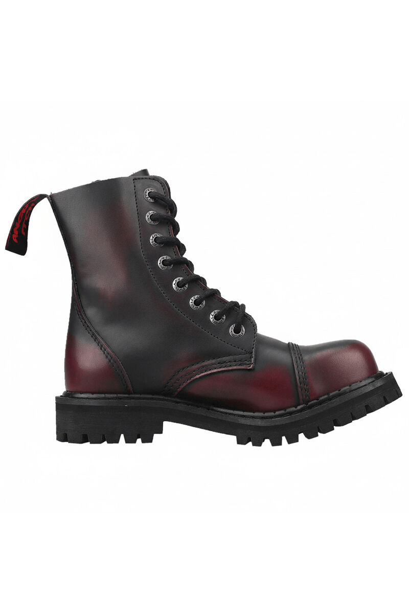 Angry Itch 8 Loch Stiefel Burgundy Rub Off