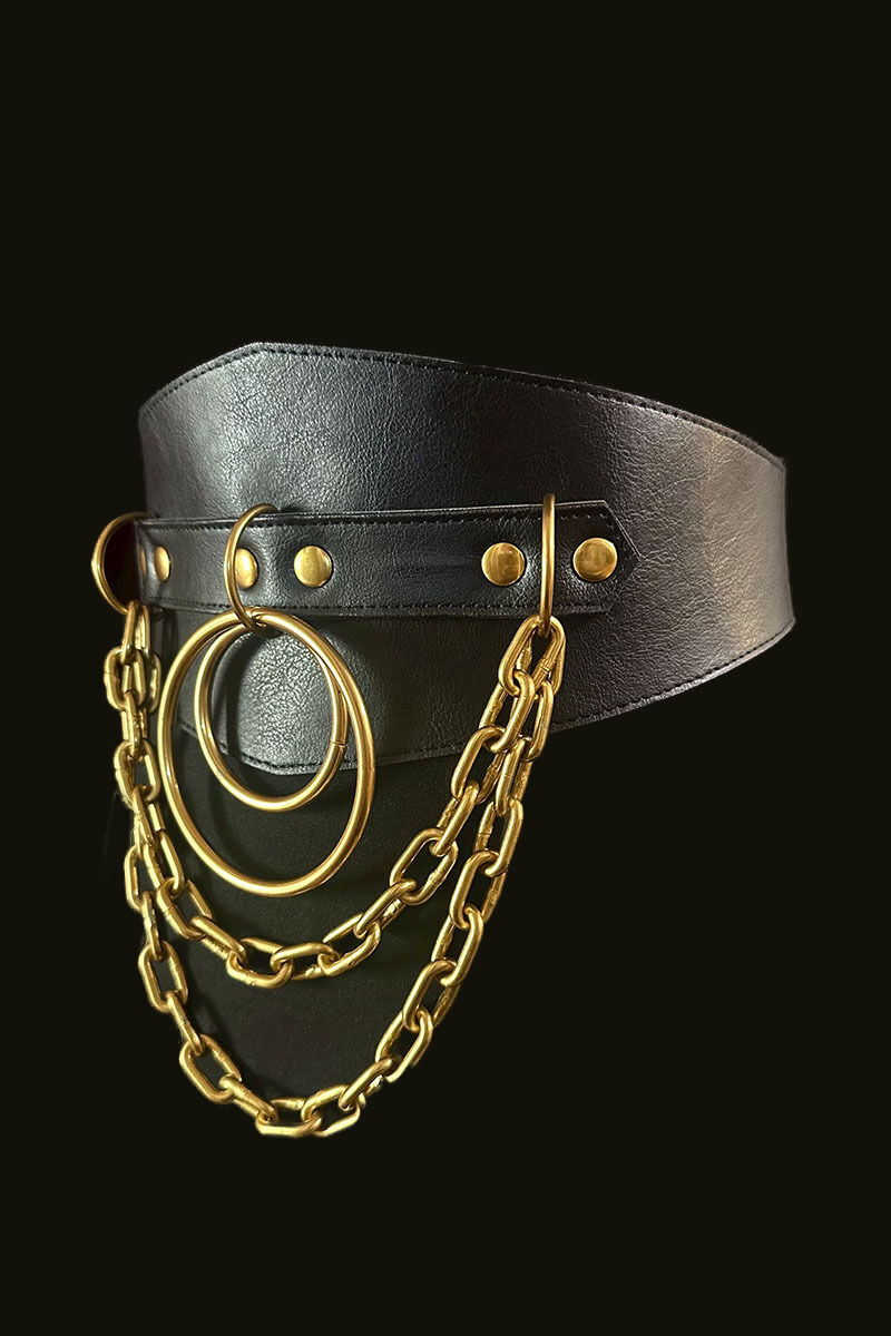 Tommy Vowels Gürtel Double Ring & Chain Gold