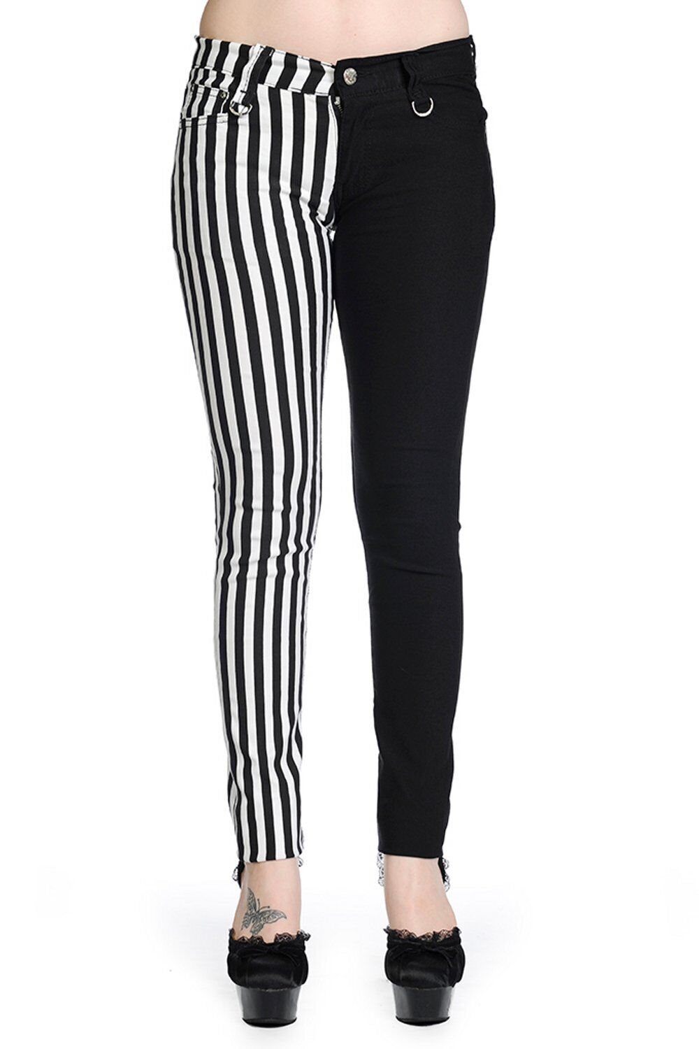 Banned Hose Striped Leg Weiß