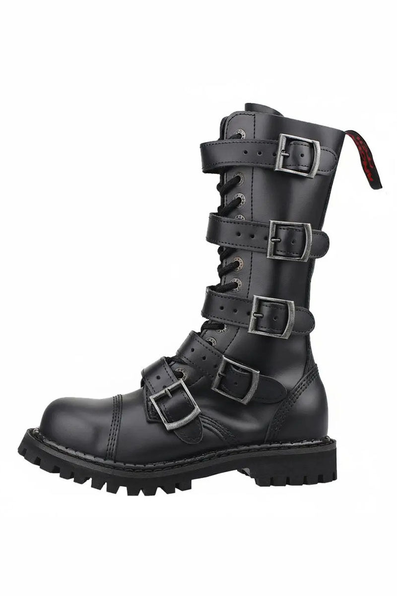 Angry Itch 14 Loch Stiefel 5 Buckle Schwarz